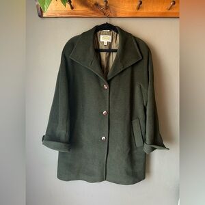 Vtg Talbots Forest Green Wool And Angora Coat Quiet Luxury Old Money Classy Sz18